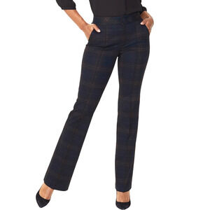 NYDJ Slim Trouser Pants Sz 2 or 27 New $119 Oaklan Plaid Blue Black Straight Leg